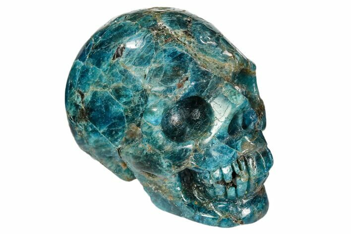 Polished, Bright Blue Apatite Skull - Madagascar #108192
